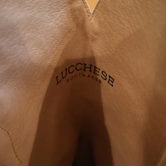 Lucchese Cream Heeled Western Boots - Picture 6 of 9